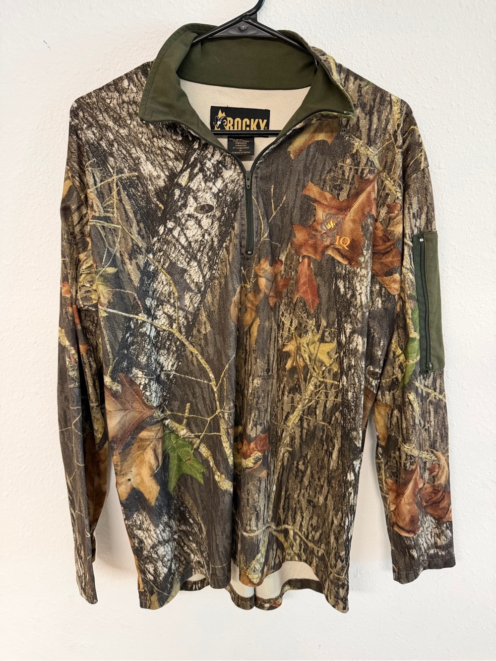 Rocky Men's Camo Quarter-Zip Shirt Jacket in Olive & Brown